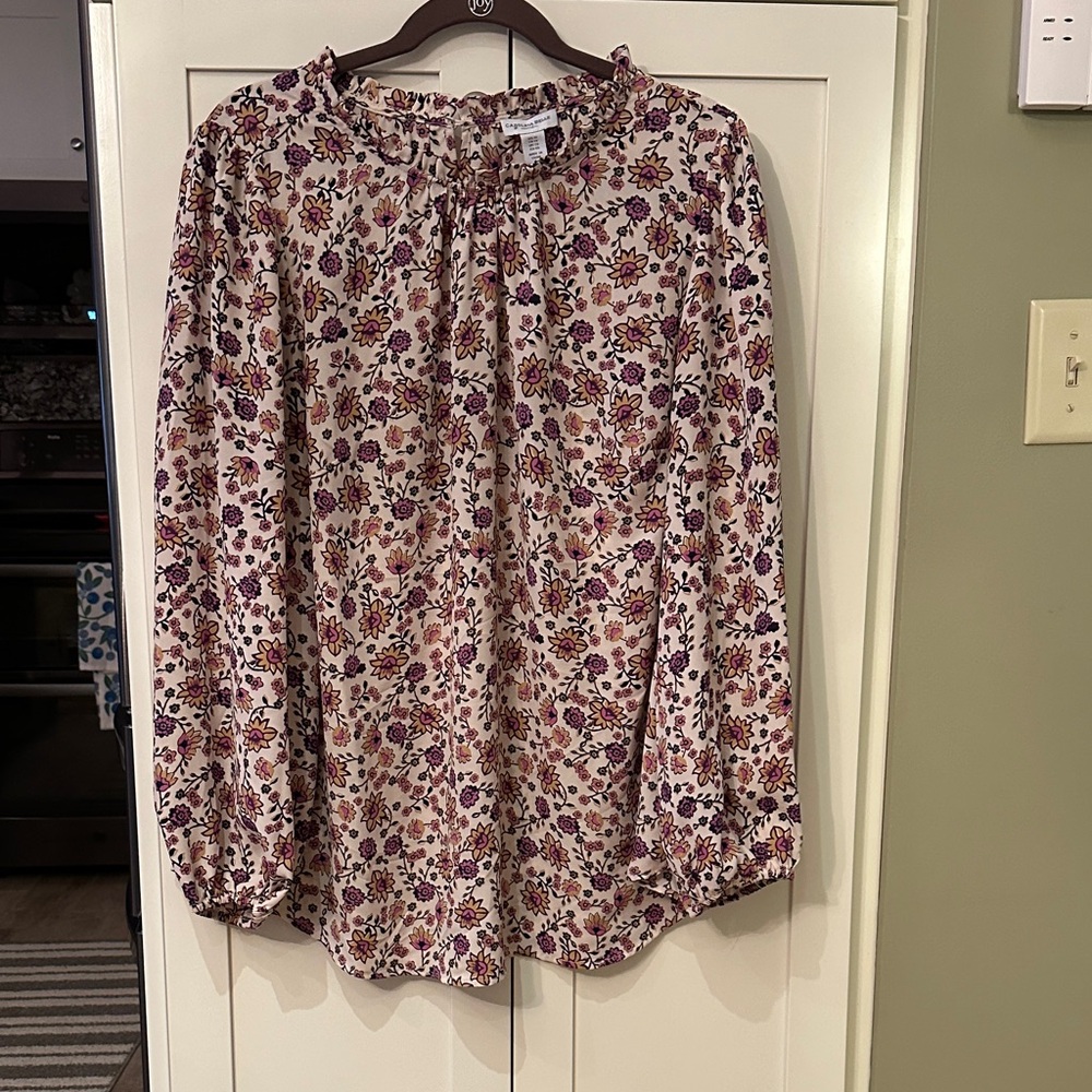 Carolina Belle Purple and Cream Floral Blouse